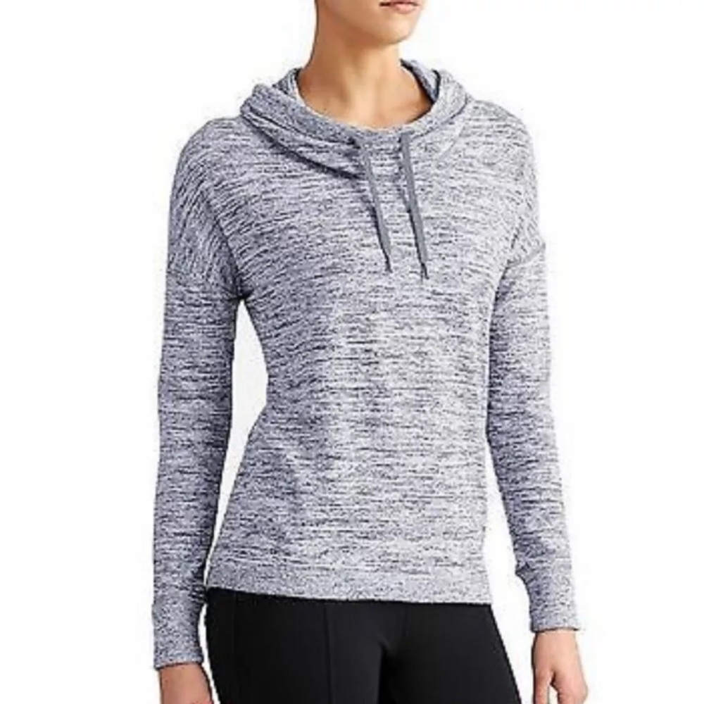 Athleta Womens Pullover Blissful Cowl Funnel Neck Top Grey Small